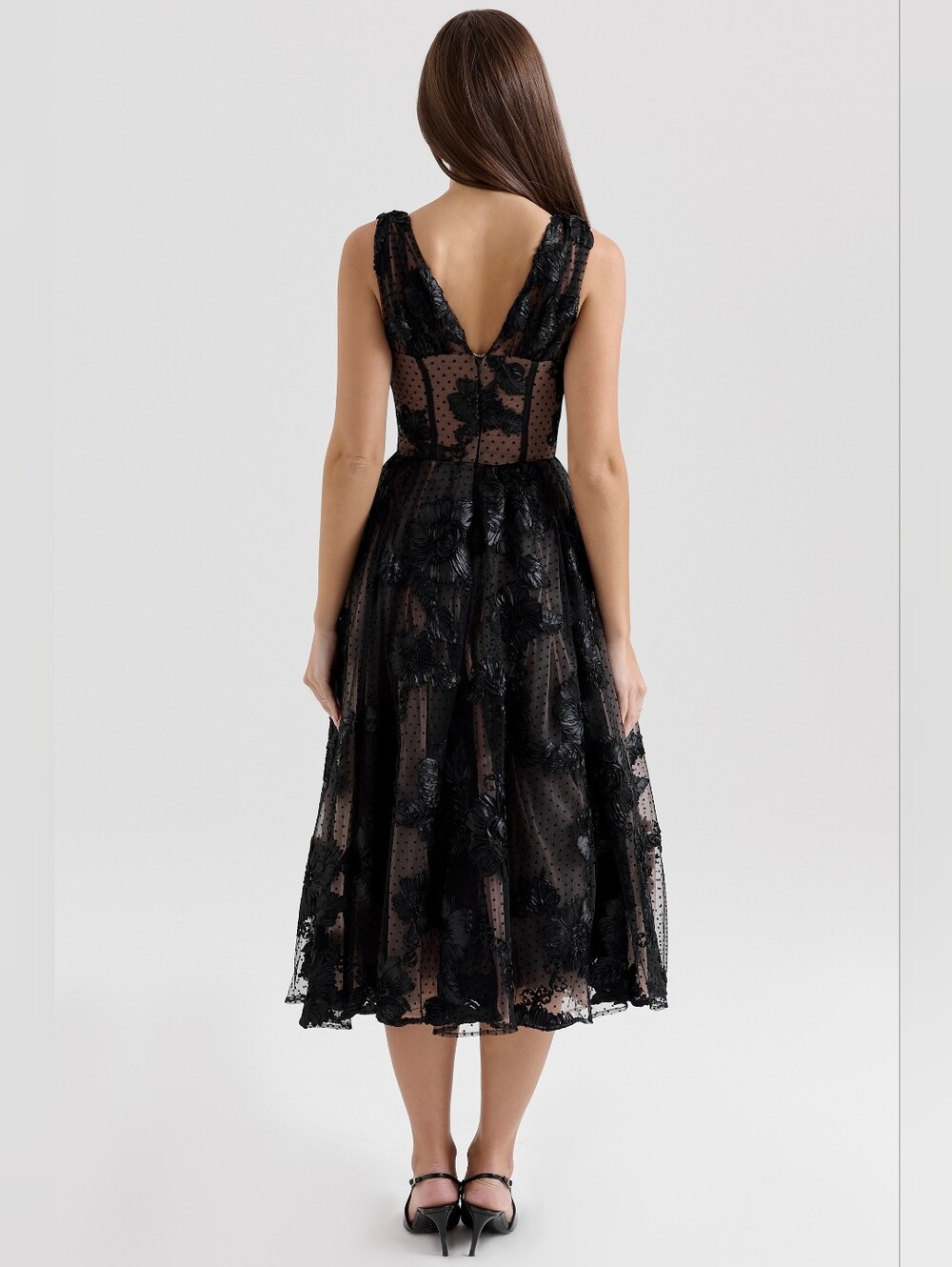 House Of CB Sianna Embroidered Tulle Corset Midi Dress - Picture 2 of 15
